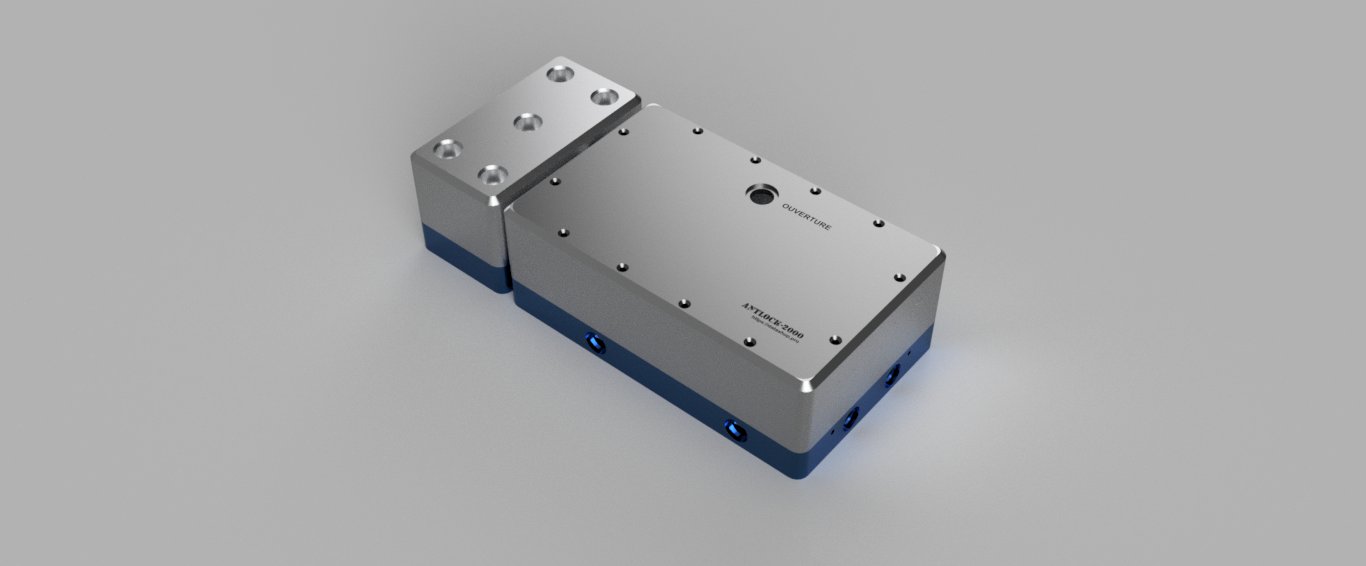 Serrure ANTLOCK-2000 haute sécurité vue assemblée aluminium anodisé acier trempé 4 tonnes